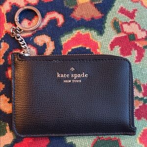 Kate Spade New York Black Pebbled Leather Keychain Pouch Wallet